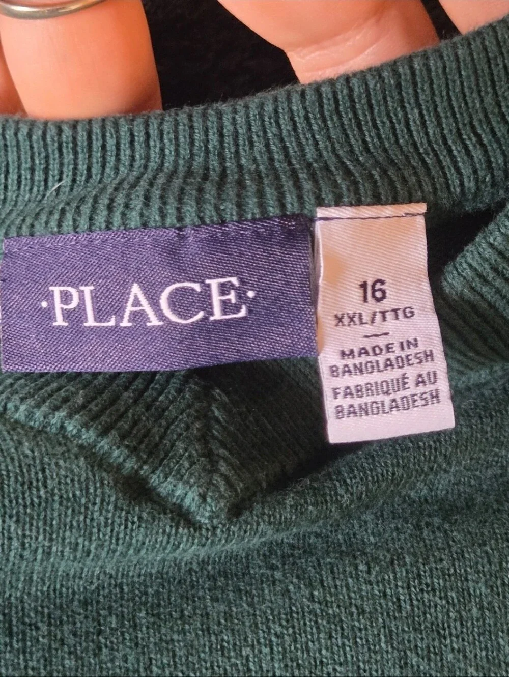 2 Sweaters The Children's Place Size 16 Green V-Neck And Quarter-Zip